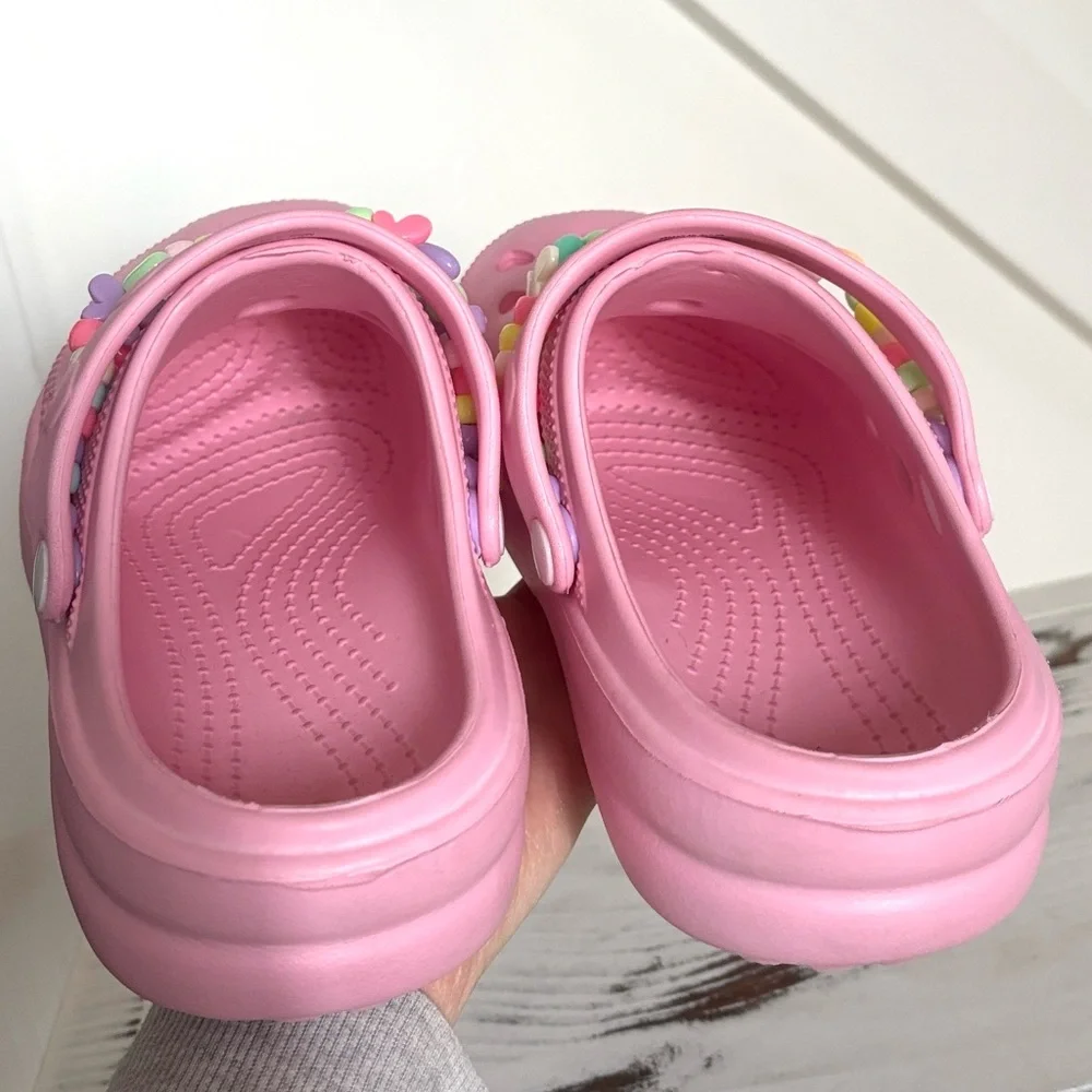 Friendship Charm Bracelet Waterproof Pastel Pink Slip On Clogs Waterproof Shoes